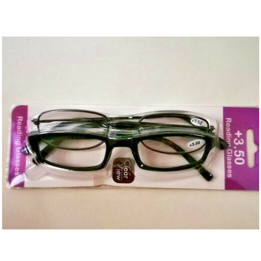 Reading Glasses +3.50 Clear View Twin Pack