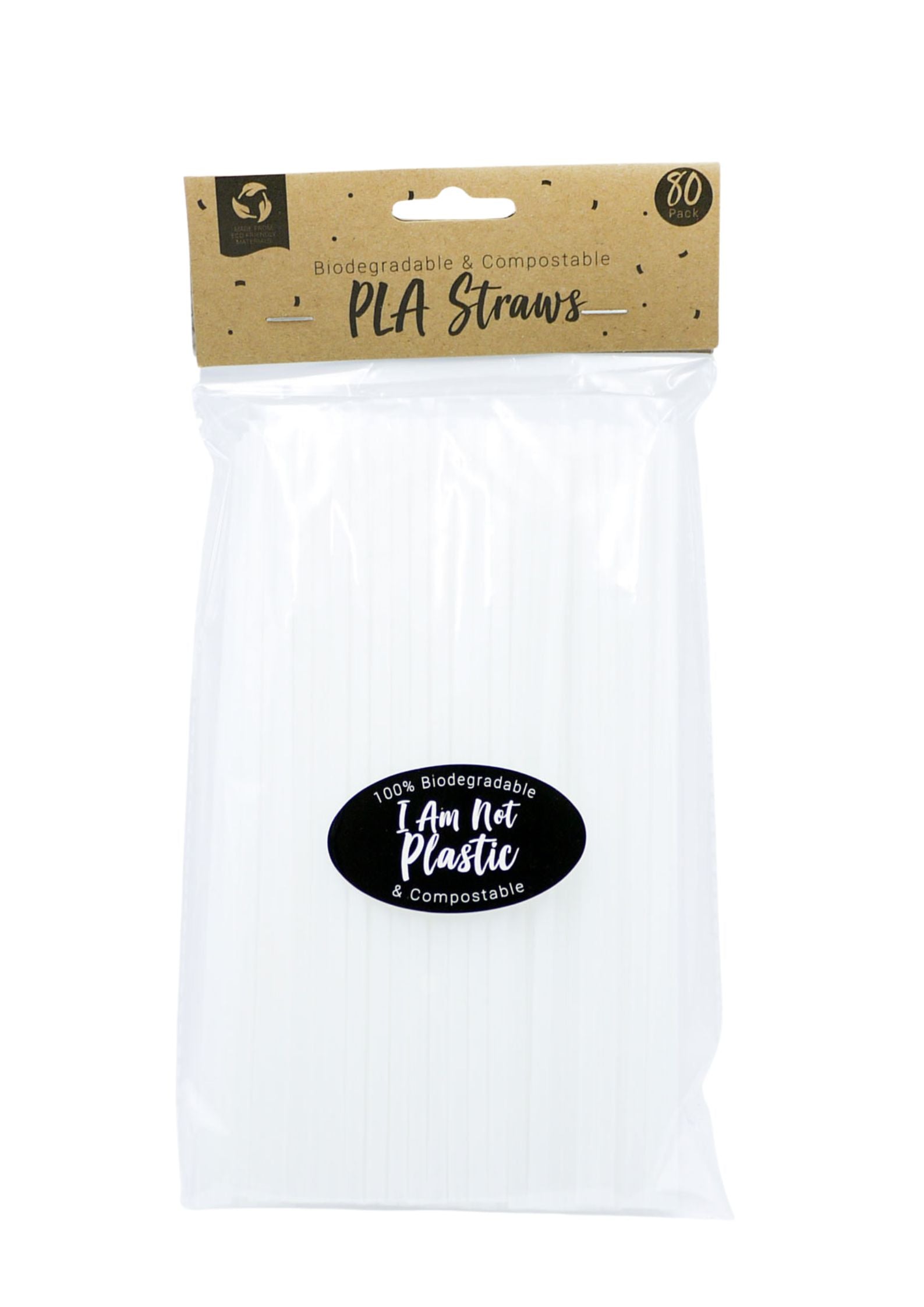 80 PLA Straws Biodegradable Compostable White Straw